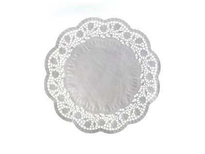 Dekoračná krajka (PAP) okrúhla biela Ø34cm [100 ks]