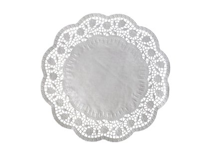 Dekoračná krajka (PAP) okrúhla biela Ø38cm [100 ks]