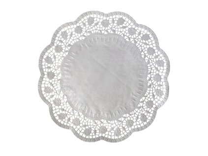 Dekoračná krajka (PAP) okrúhla biela Ø40cm [100 ks]