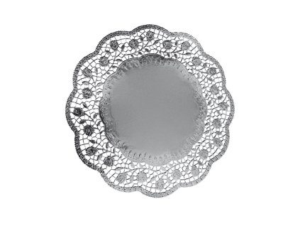 Dekoračná krajka (PAP/ALU) okrúhla strieborná Ø32cm [4 ks]