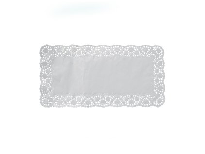 Dekoračná krajka (PAP) hranatá biela 38 x 25 cm [6 ks]