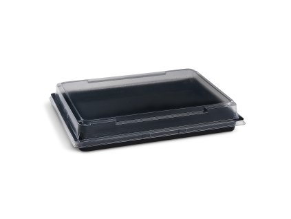 Miska na Sushi (PET) čierna 255 x 185 x 20 mm + viečko [200 sád]