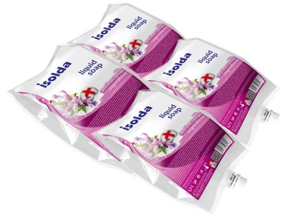 ISOLDA tekuté mydlo s antibakteriálnou prísadou - náhradné náplne GROUP, 4 x 1,7 l