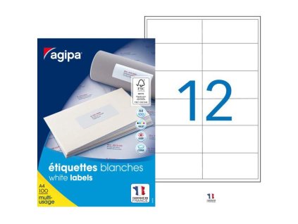 Etikety univerzálne 97x42,4mm Agipa A4 100 hárkov