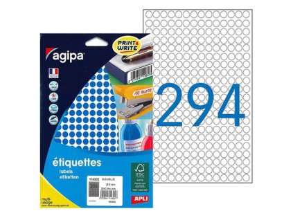 Etikety kruhové 8mm Agipa A5 modré