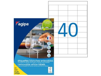 Etikety univerzálne odnímateľné 48,5x25,4mm Agipa A4 100 hárkov