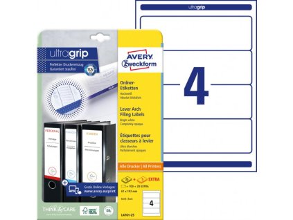 Etikety univerzálne na zakladače 61 x 192 mm Avery A4 25+5 hárkov