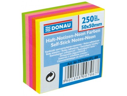 Samolepiaci bloček Donau v 5 neónových farbách 50x50mm