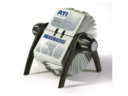 Rotačný stolový vizitkár na 400 vizitiek VISIFIX Flip VEGAS čierny/sivý