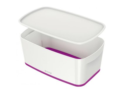 Úložný box s vekom Leitz MyBox, veľkosť S biela/purpurová