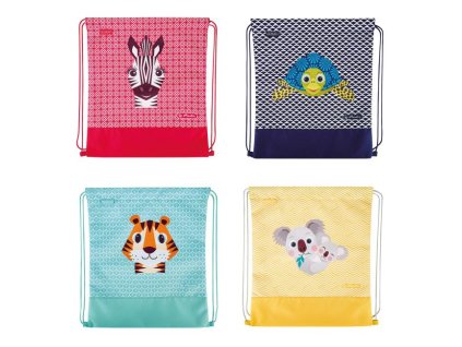 Vrecko na prezuvky Herlitz Cute Animals 36,5x40,5x0,5cm mix Koala, Tiger, Zebra a Korytnačka