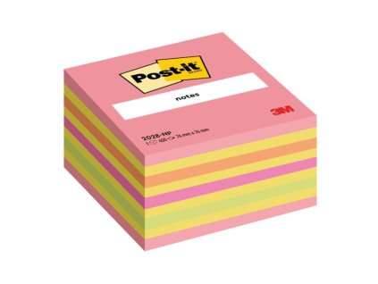 Samolepiaci bloček Post-it, 76x76 mm, neónová ružová, mix