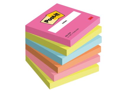 Samolepiaci bloček Post-it Super Sticky Poptimistic 76x76mm, 6 bločkov po 100 lístkov