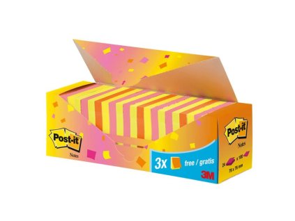 Samolepiaci bloček Post-it Super Sticky, 76x76 mm, mix neónových farieb, zvýhodnené balenie