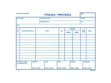 Výdajka - prevodka bez DPH, A5
