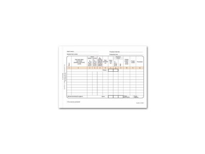 Záznam o prevádzke vozidla osobnej dopravy, samoprepis, A5, kniha, 100 listov