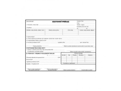 Cestovný príkaz, A5, blok, 100 listov