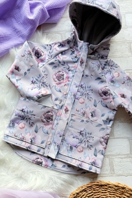Rostoucí softshellová bundička s fleecem ,,Květinová louka,, - velikost 98/104