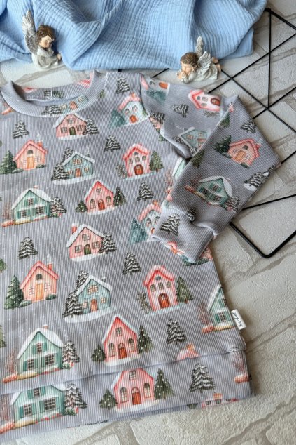 Tričko ,,Domečky,, - krátký/dlouhý rukáv