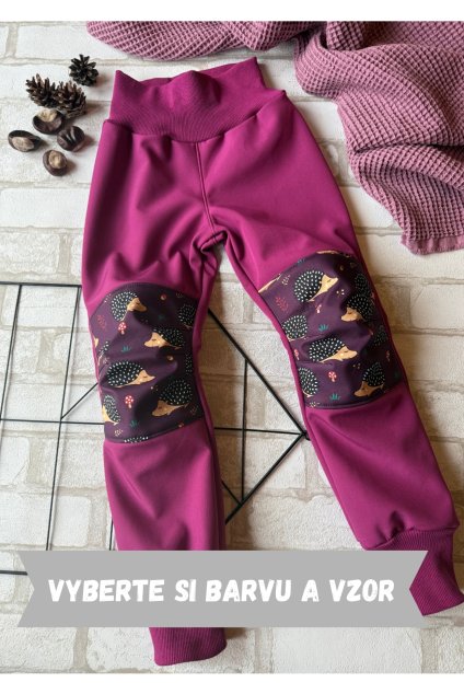 Rostoucí kalhoty s fleecem s dvěma vrstvami nabíraných kolen bez kapes/s kapsami - NA VÝBĚR Z MNOHA BAREV A VZORŮ
