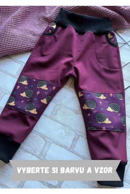 Rostoucí kalhoty s fleecem s dvěma vrstvami hladkých kolen s kapsami/bez kapes - VÝBĚR Z MNOHA BAREV A VZORŮ