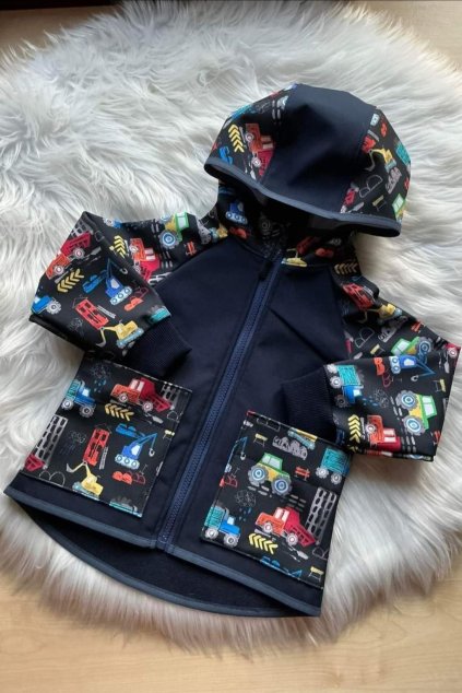 Softshellová bunda s fleecem ,,Dopravní prostředky,, - Modrá