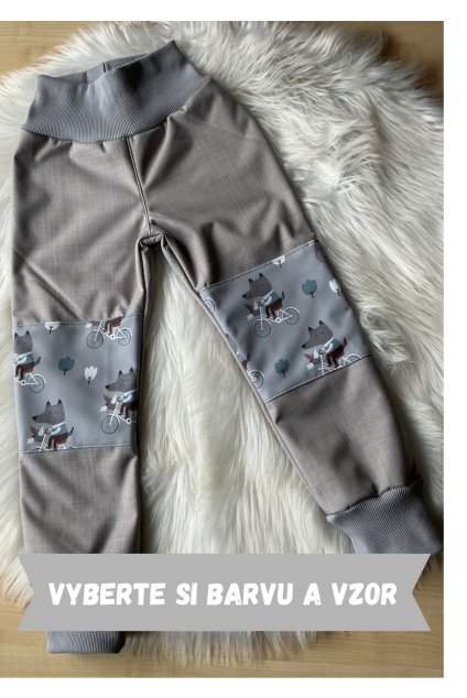 Jednobarevné, softshellové kalhoty s beránkem se vzorem na kolenou - Výběr z mnoha barev a vzorů