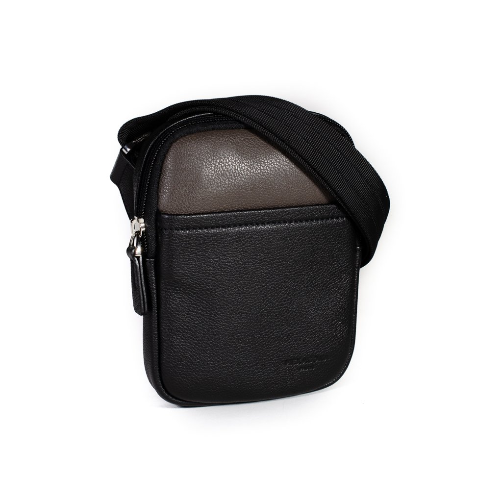 Kožená taštička přes rameno Hexagona 686293 černo-šedá (vel. XS)