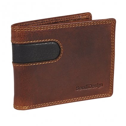 Malá pánská kožená peněženka SendiDesign B-012 hnědá
