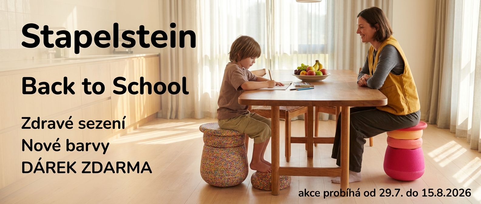V rámci akce back to school Stapelstein přichází s noými barvami stapelstein dynamic a dárkem zdarma. Zdravé sezení nebylo nikdo tak lákavé - a to pro děti i dospělé.