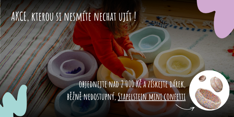 Objednejte nad 2000 kc a ziskejte jako darek bezne nedostupny balancni kamen Stapelstein MINI Super Confetti