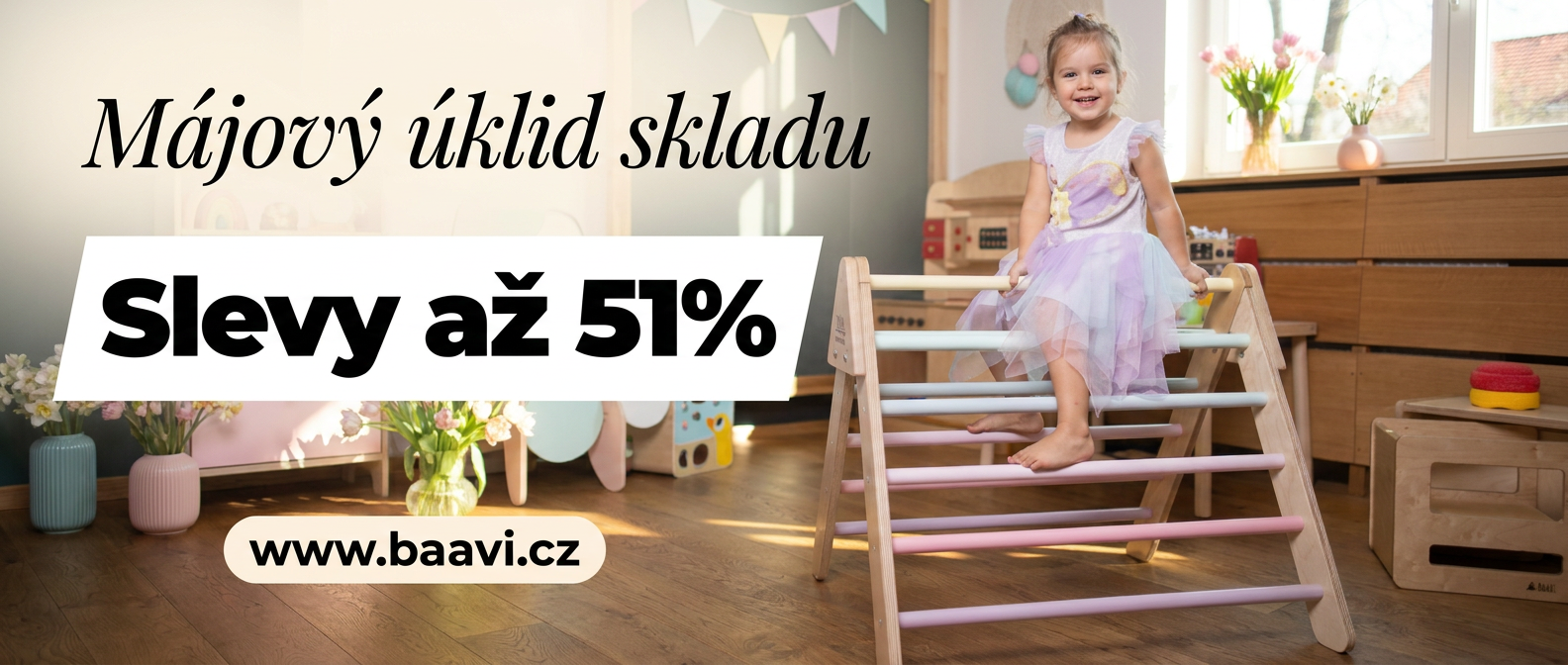 Májový úklid skladu. Výprodej vybranývh produktů na BaaVi až se slevou 51%.