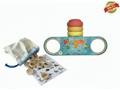 Wooden bridge with CONTINENT and GAME animals decals