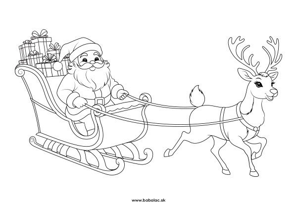 Omaľovánka pre deti Santa nosí darčeky
