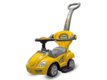 Detské odrážadlo s vodiacou tyčou 3v1 Baby Mix Mega Car Žlté (Barva Žltá)