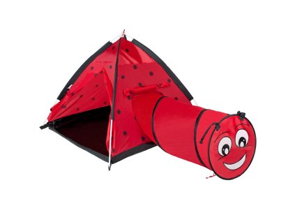 Detský stan Baby Mix Lienka s tunelom červený (Barva Červená)