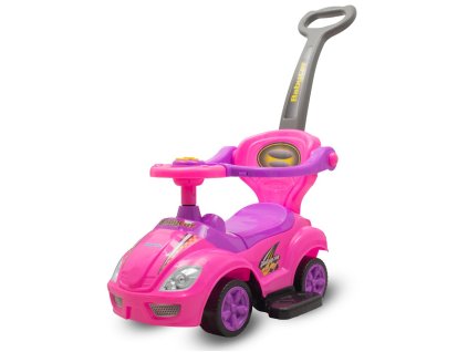 Detské odrážadlo s vodiacou tyčou 3v1 Baby Mix Mega Car ružové (Barva Ružová)