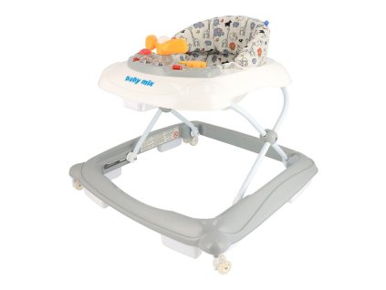 Detské chodítko Baby Mix s volantom a silikónovými kolieskami sivé (Barva Sivá)