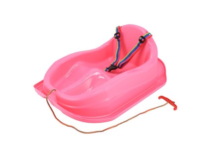Plastové sánky s operadlom Baby Mix MINI ružové (Barva Ružová)