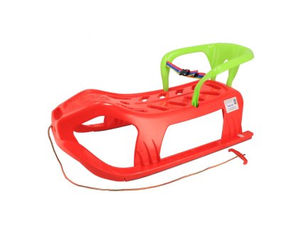 Plastové sánky s operadlom Baby Mix SNOW STAR červené (Barva Červená)
