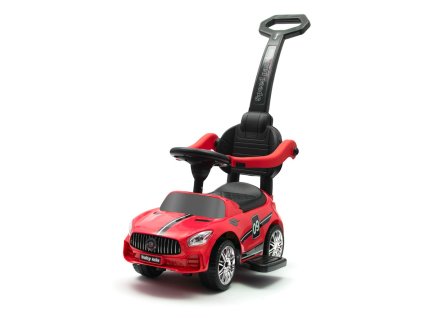 Detské odrážadlo so zvukom a vodiacou tyčou Baby Mix RACER červené (POŠKODENÝ OBAL)