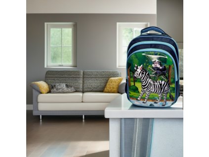 Školská taška s 3D motívom Zebra