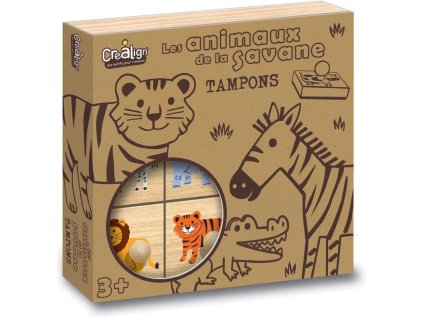Drevené pečiatky s úchytkami Savana 9 ks