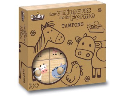 Drevené pečiatky s úchytkami Farma 9 ks