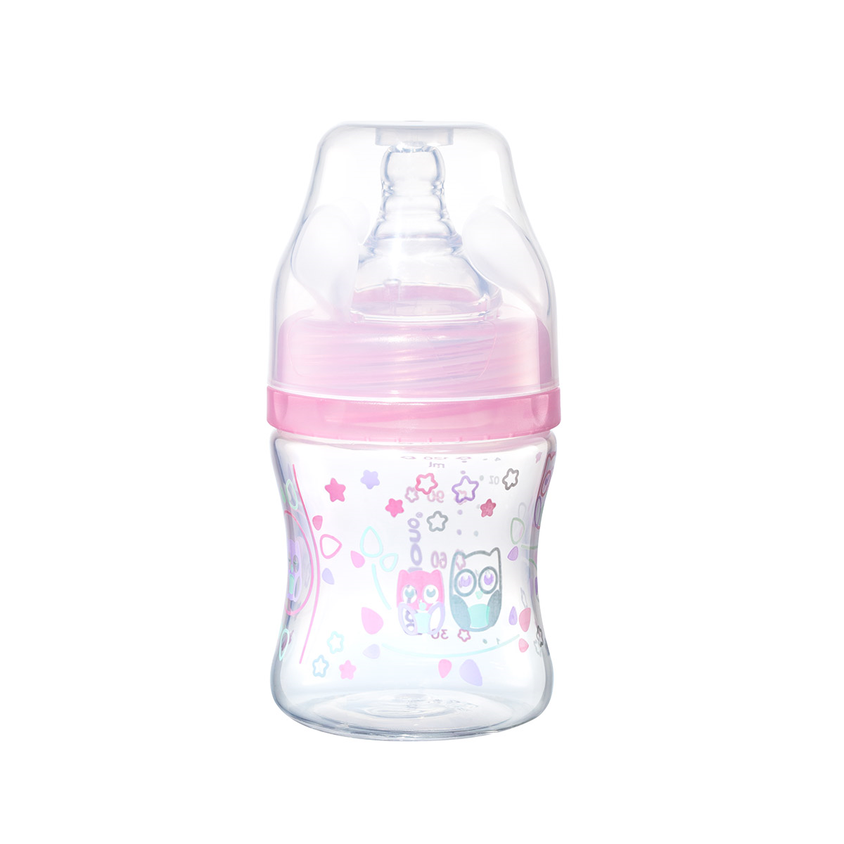 Babyono Antikoliková fľaša so širokým hrdlom 120 ml ružová