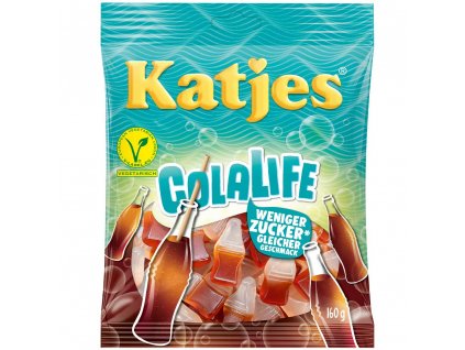 Katjes - "Cola life - život s kolou" měkké bonbóny 160 g, méně cukru, vegetariánské a bezlepkové - z Německa