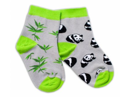 Baby Nellys Bavlněné veselé ponožky Panda - šedé