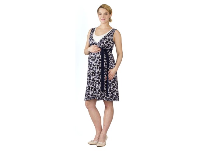 Tehotenské a dojčiace šaty Rialto Laarne modrosivý vzor 0536