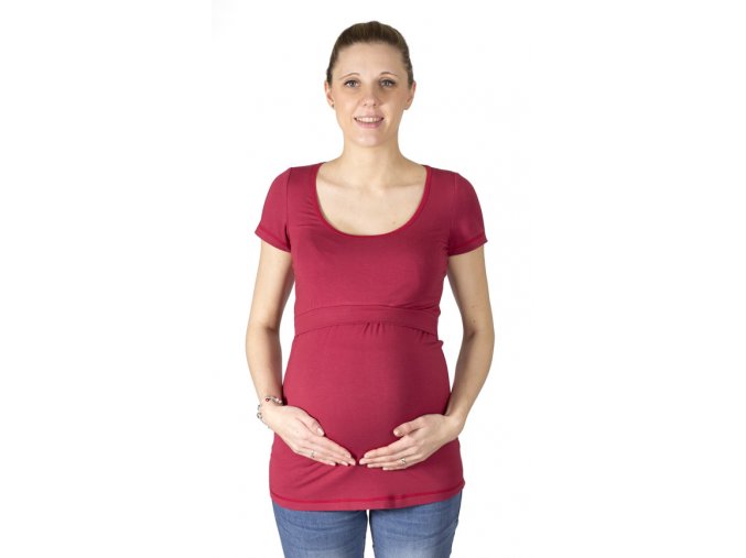 Dojčiace a tehotenské tričko z modalu Rialto Delies, tmavočervená 0645