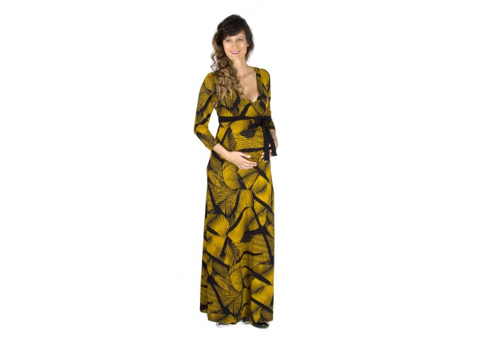 Tehotenské a dojčiace šaty Rialto Lonffaux čierno-žlté 0616